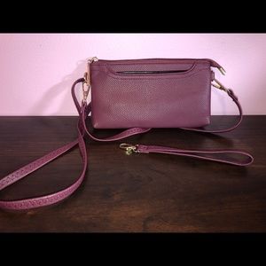 Small wallet clutch with shoulder strap